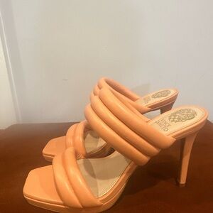 Leather High Heels Open toe Vince Camuto Orange/ Pink Peach melon Color